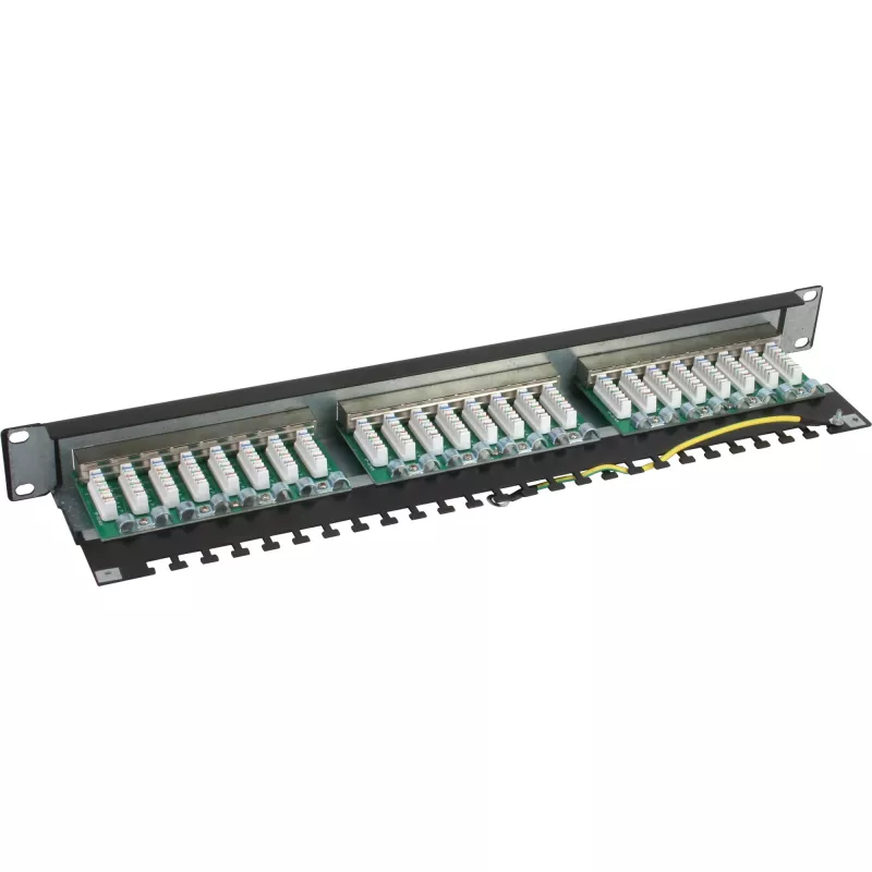 InLine Patch Panel 19 inch Cat.5e 24 Port 1U black RAL9005