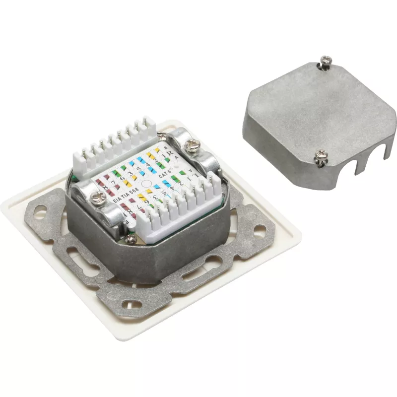 InLine Cat.6 Connection Box 2x RJ45 female to RAL9010 white horizontal