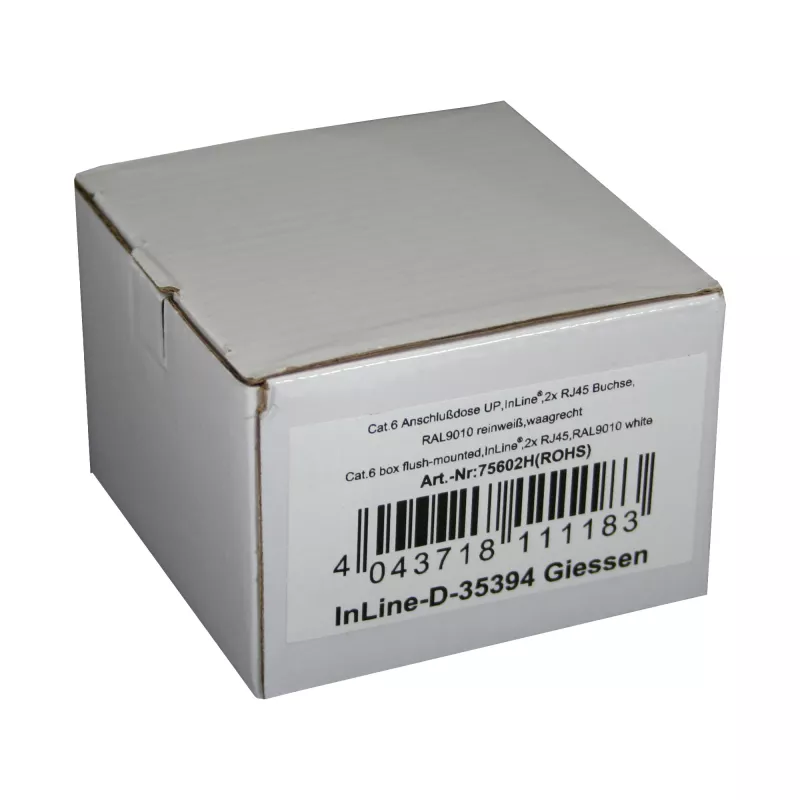 InLine Cat.6 Connection Box 2x RJ45 female to RAL9010 white horizontal