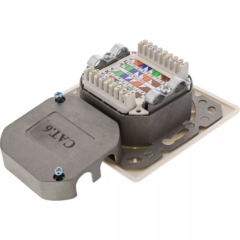 Wall Outlet Box surface or concealed mount 2x RJ45 vertical InLine 75602K