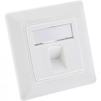 InLine Frame set for 1x RJ45 Bu/LSA insert, Keystone SNAP-In, white RAL9010