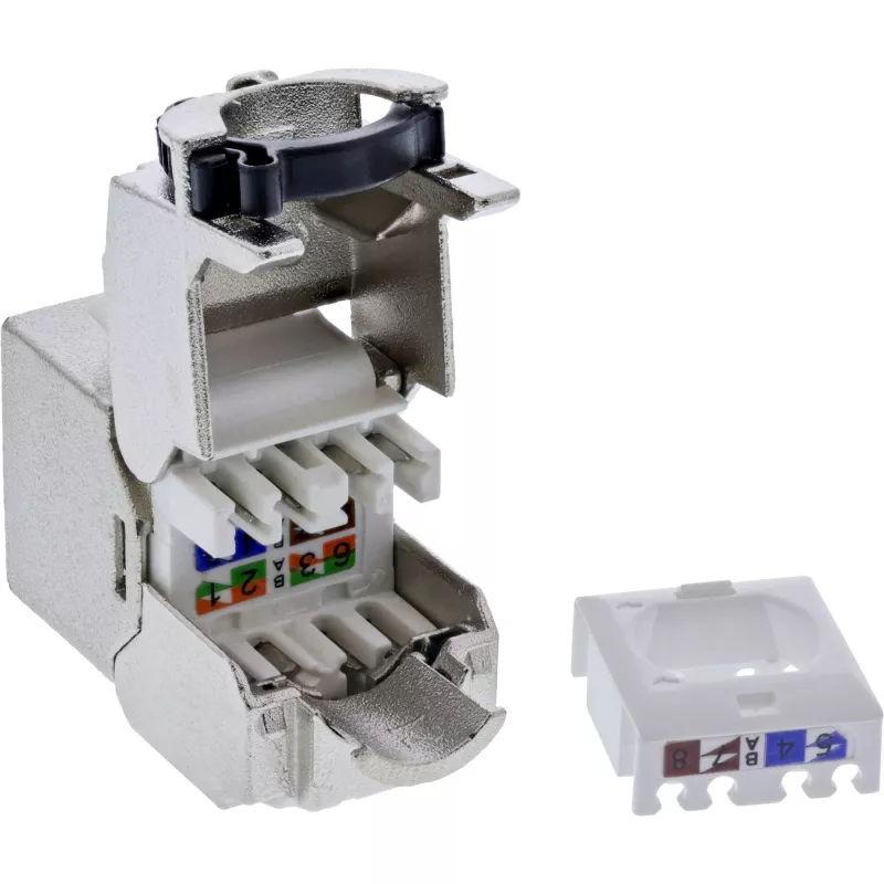 InLine Keystone RJ45 jack slim, SNAP-In, Cat.8.1, integrated cable tie