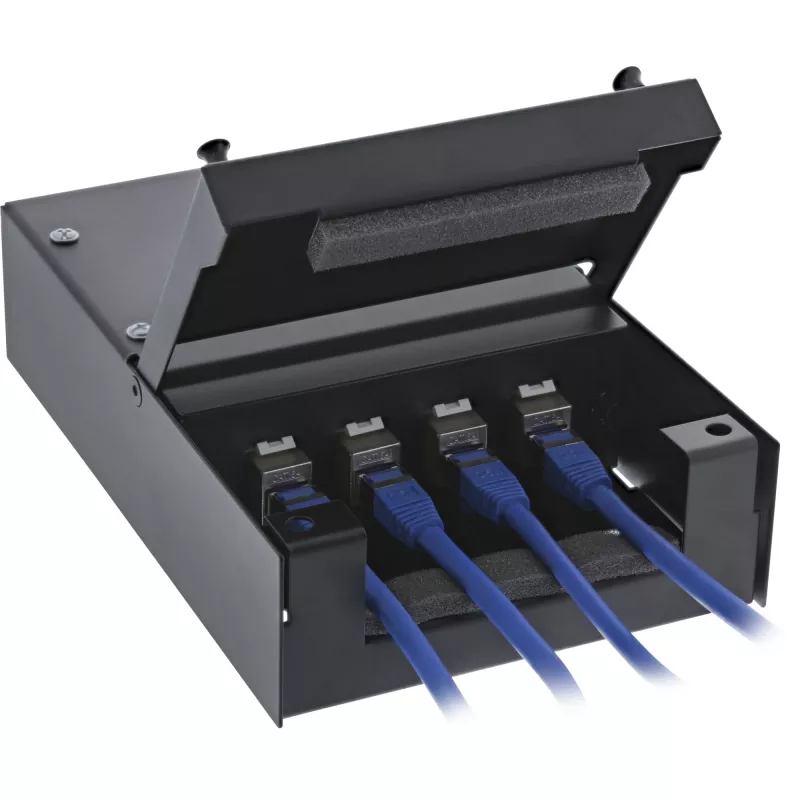 InLine Surface Mount Box for keystone 4x RJ45 black 76202X