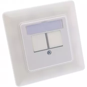 InLine Frame set for 2x RJ45 Keystone SNAP-In 90°, white RAL9010