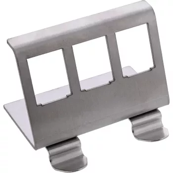InLine 76203E metal Keystone snap-in DIN rail mounting bracket, 3-port