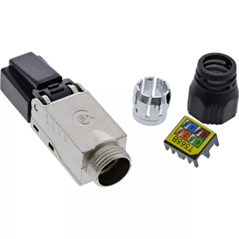 InLine RJ45 plug Cat.6A 500MHz, field-installable, shielded, with screw cap