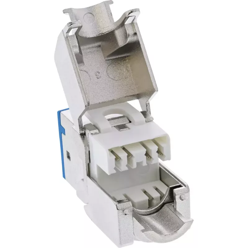 InLine Keystone RJ45 jack, shielded, Cat.6A, blue 8-pack