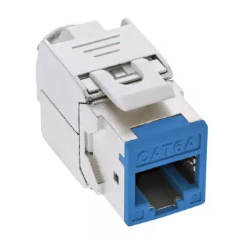 InLine Keystone RJ45 jack, shielded, Cat.6A, blue 8-pack