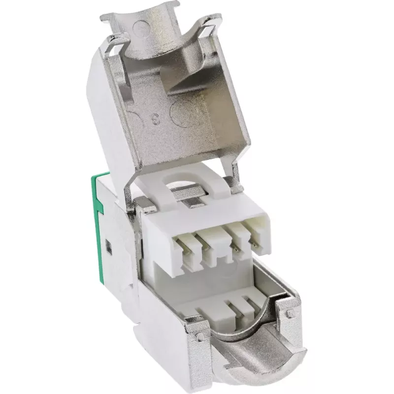 InLine Keystone RJ45 jack, shielded, Cat.6A, green 8-pack