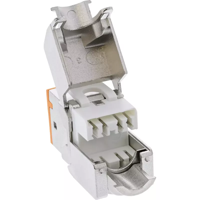 InLine Keystone RJ45 jack, shielded, Cat.6A, orange 8-pack
