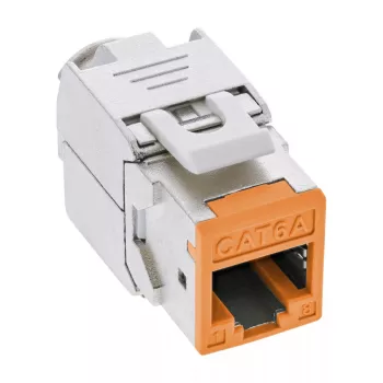 InLine Keystone RJ45 jack, shielded, Cat.6A, orange 8-pack