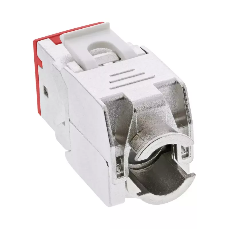 InLine Keystone RJ45 jack, shielded, Cat.6A, red 8-pack