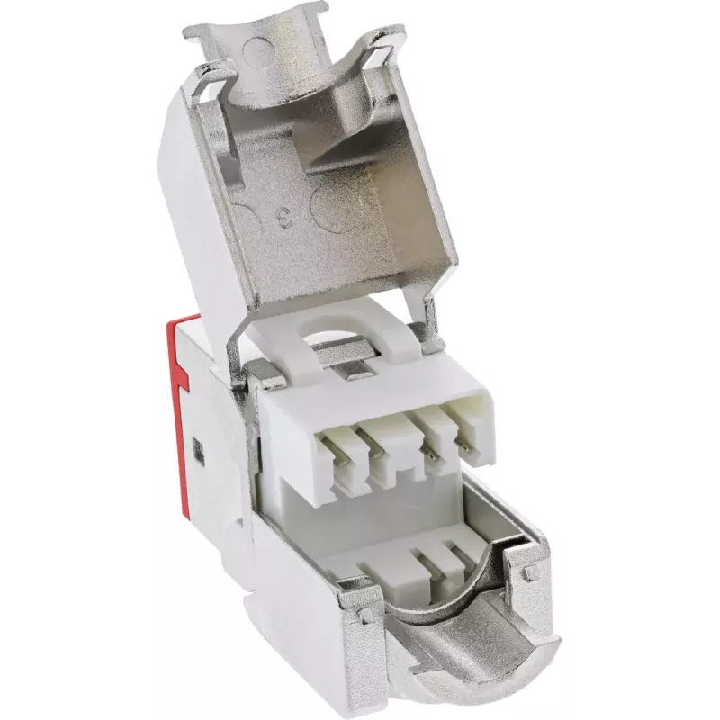 InLine Keystone RJ45 jack, shielded, Cat.6A, red 8-pack