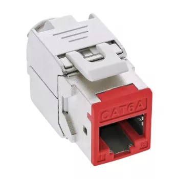 InLine Keystone RJ45 jack, shielded, Cat.6A, red 8-pack