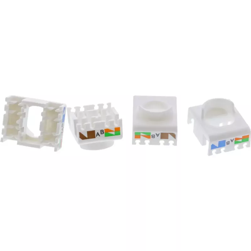 InLine Keystone RJ45 jack, shielded, Cat.6A, black 8-pack