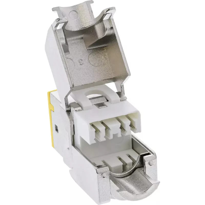 InLine Keystone RJ45 jack, shielded, Cat.6A, yellow 8-pack