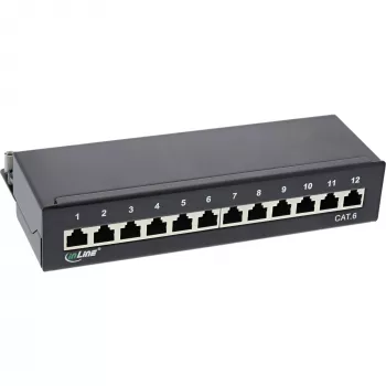 InLine Patch Panel Cat.6 12 Port desk / wall mountable black RAL9005