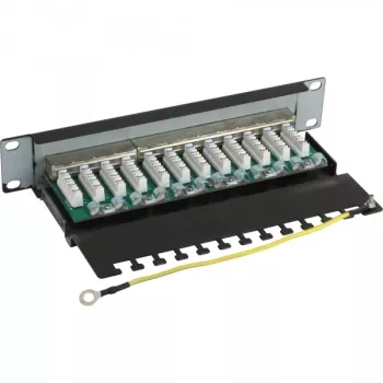 InLine Patch Panel 10 inch Cat.6 12 Port 1U black RAL9005
