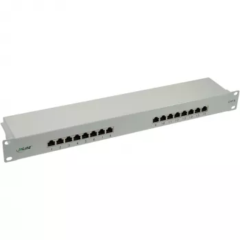InLine Patch Panel Cat.6 16 Port 19 inch 1HE light grey RAL7035