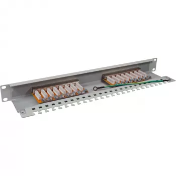 InLine Patch Panel Cat.6 16 Port 19 inch 1HE light grey RAL7035