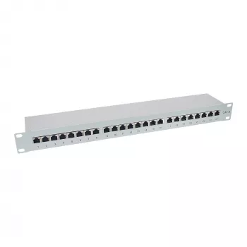 InLine Patch Panel Cat.6 24 Port 19 inch 1HE light grey RAL7035