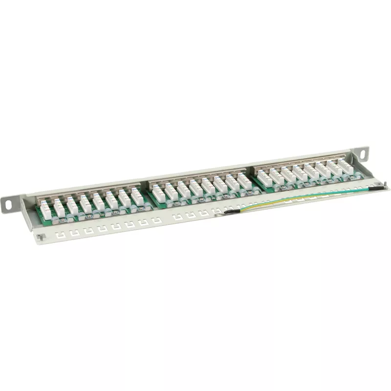 InLine Patch Panel Cat.6 24 Port 19 inch 0.5U light grey RAL7035