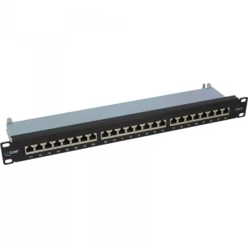 InLine Patch Panel Cat.6 24 Port 19 inch 1HE black RAL9005