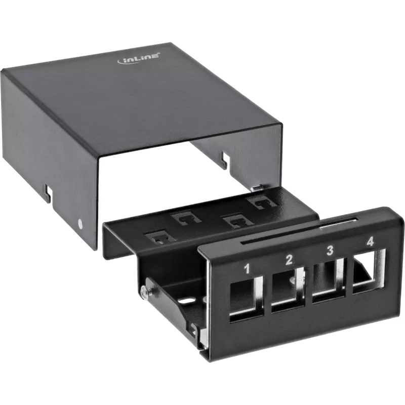InLine Desktop Consolidation Point Box 4x Keystone RJ45, metal, black RAL9005