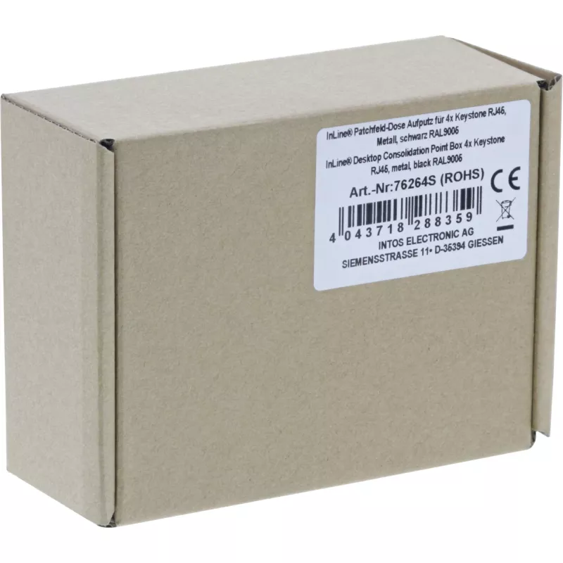 InLine Desktop Consolidation Point Box 4x Keystone RJ45, metal, black RAL9005