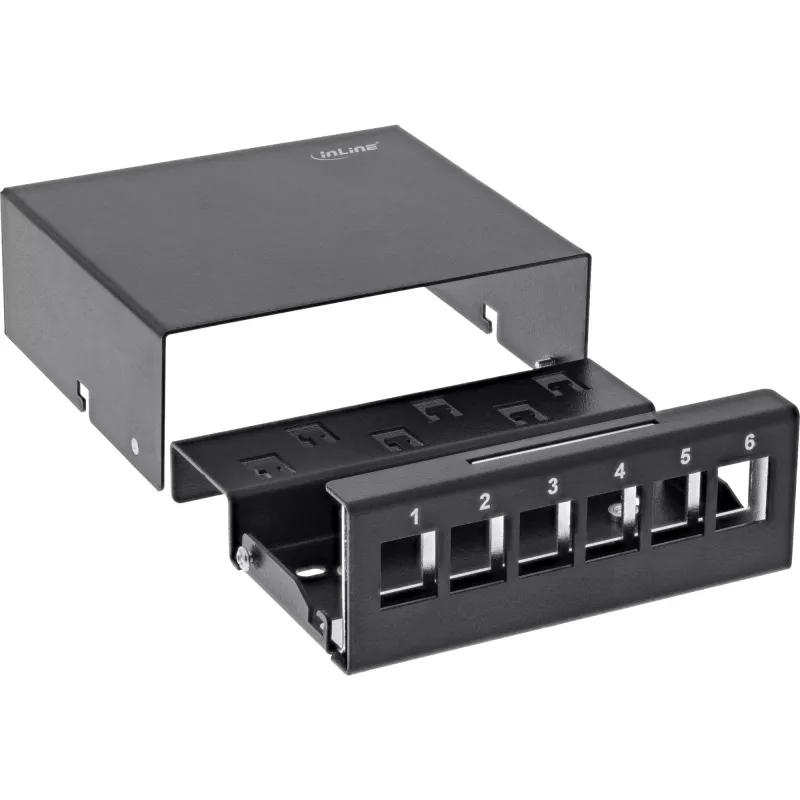 InLine Desktop Consolidation Point Box 6x Keystone RJ45, metal, black RAL9005