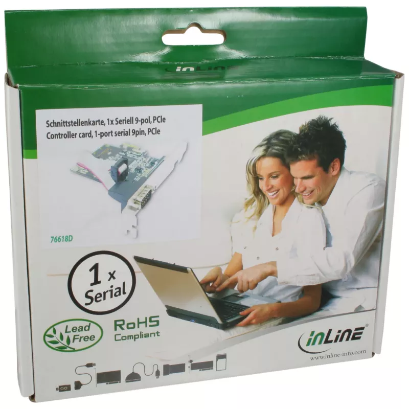 InLine Interface Card 1 Port Serial 9 Pin PCIe, InLine, 76618D