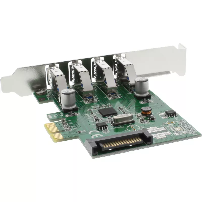 InLine USB 3.0 4 Port Host Controller PCIe incl LP Bracket and 4 Pin Aux. Power