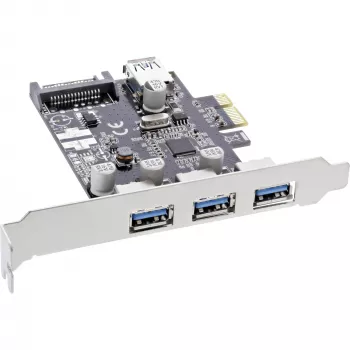 InLine 3+1ports USB 3.0 host controller, PCIe, with SATA power and LP bracket