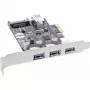 InLine 3+1ports USB 3.0 host controller, PCIe, with SATA power and LP bracket
