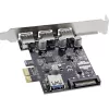 InLine 3+1ports USB 3.0 host controller, PCIe, with SATA power and LP bracket