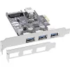 InLine 3+1ports USB 3.0 host controller, PCIe, with SATA power and LP bracket