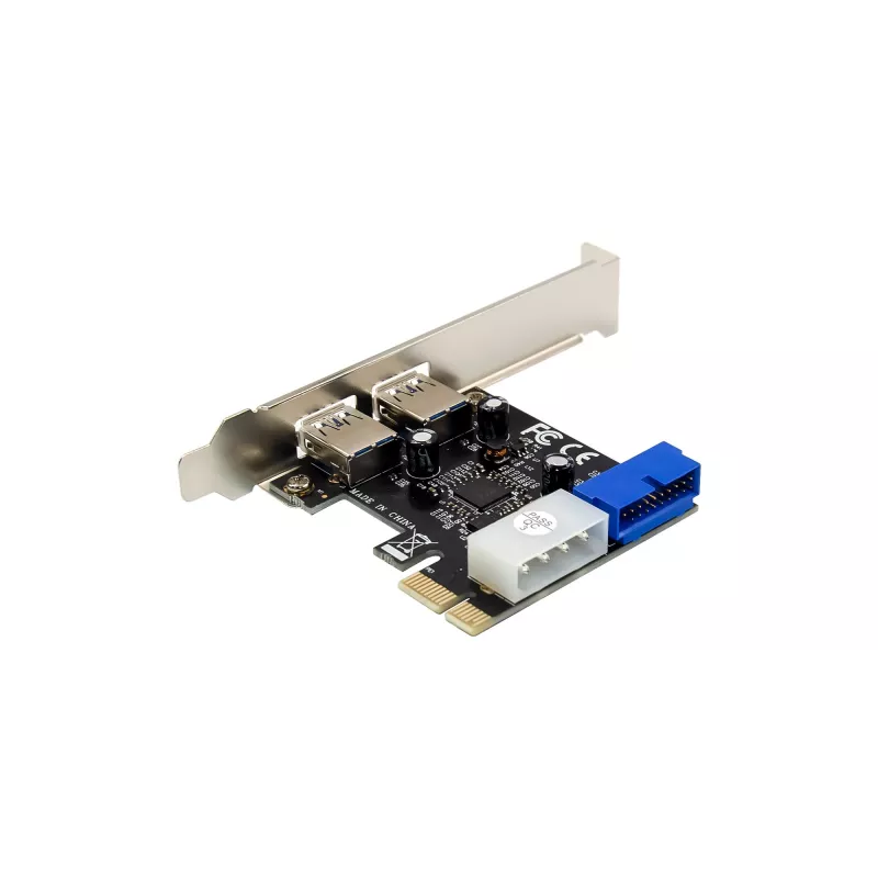 InLine 2+2ports USB 3.2 Gen.1 host controller, PCIe, w/SATA power + LP bracket
