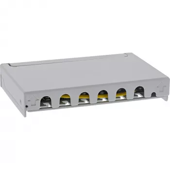 InLine Patch panel Cat.6A 0.5U 6-port, table/wall/rail, grey with dust prot.