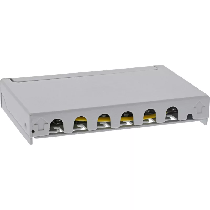 InLine Patch panel Cat.6A 0.5U 6-port, table/wall/rail, grey with dust prot.