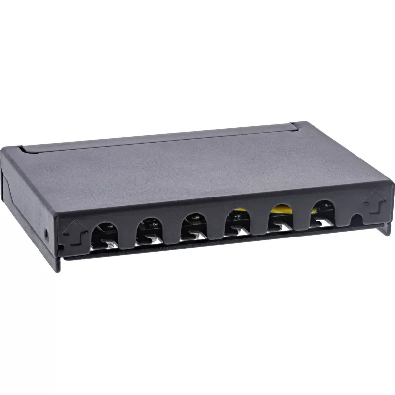 InLine Patch panel Cat.6A 0.5U 6-port, table/wall/rail, black with dust prot.