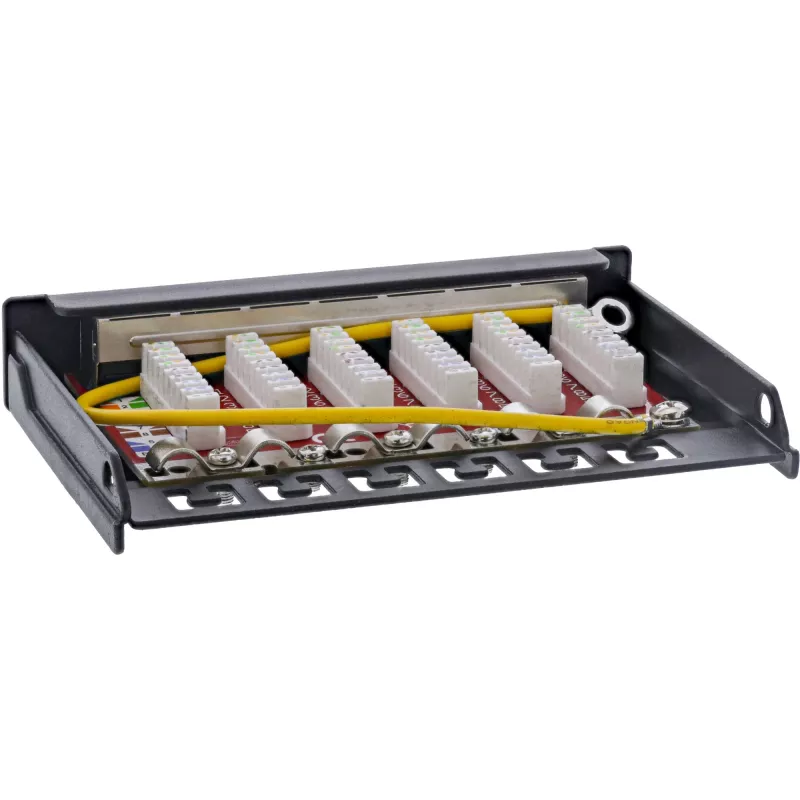 InLine Patch panel Cat.6A 0.5U 6-port, table/wall/rail, black with dust prot.