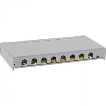 InLine Patch panel Cat.6A 0.5U 8-port, table/wall/rail, grey, dust protection