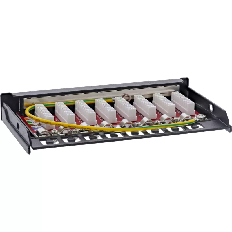 InLine Patch panel Cat.6A 0.5U 8-port, table/wall/rail, black, dust protection