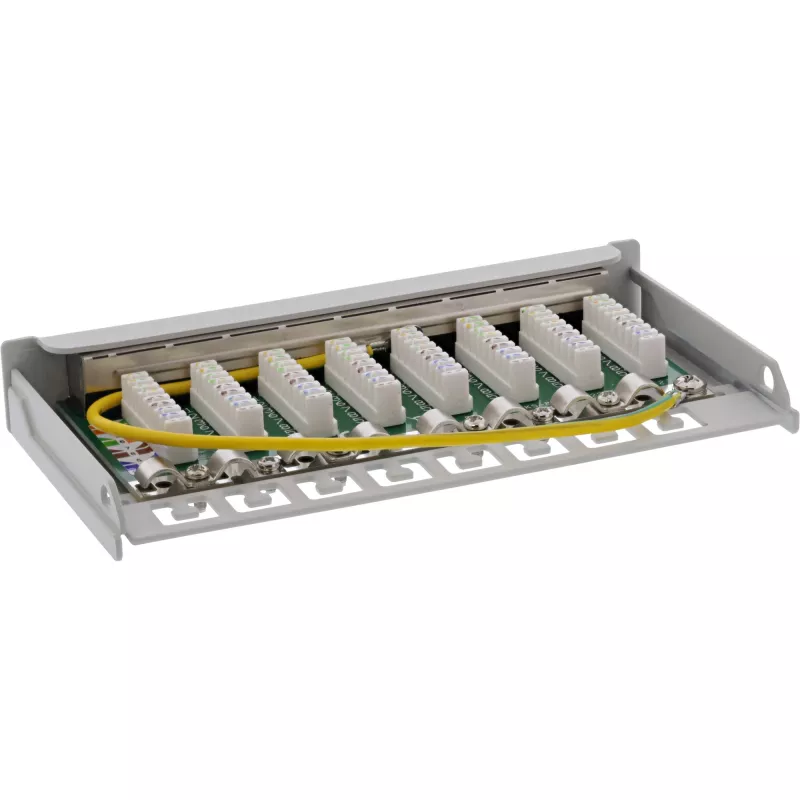 InLine Patch panel Cat.6A 0.5U 8-port, table/wall mounting light grey RAL7035