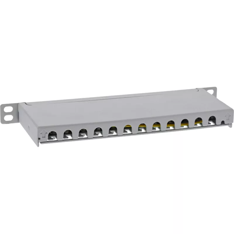 InLine 10 inch patch panel Cat.6A 0.5U 12-port, with dust protection, grey