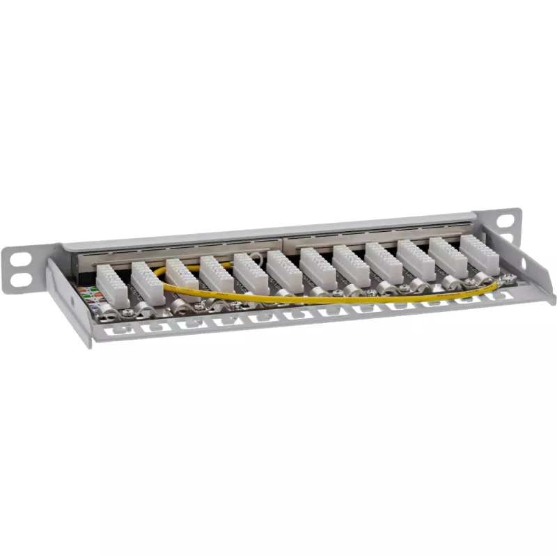 InLine 10 inch patch panel Cat.6A 0.5U 12-port, with dust protection, grey