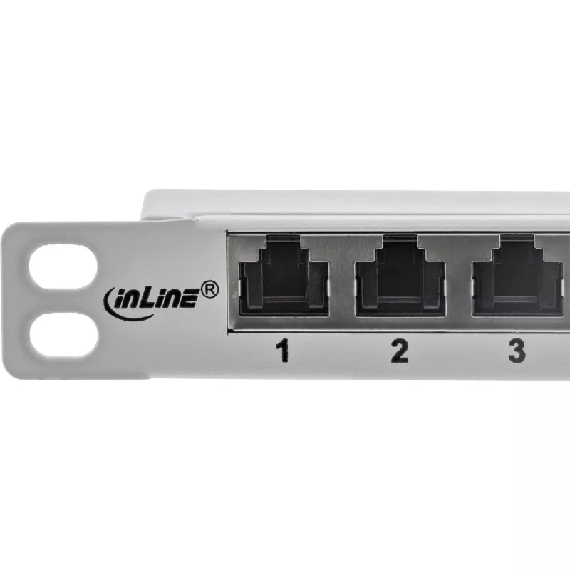 InLine 10 inch patch panel Cat.6A 0.5U 12-port, with dust protection, grey