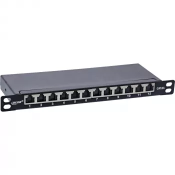 InLine 10 inch patch panel Cat.6A 0.5U 12-port, with dust protection, black