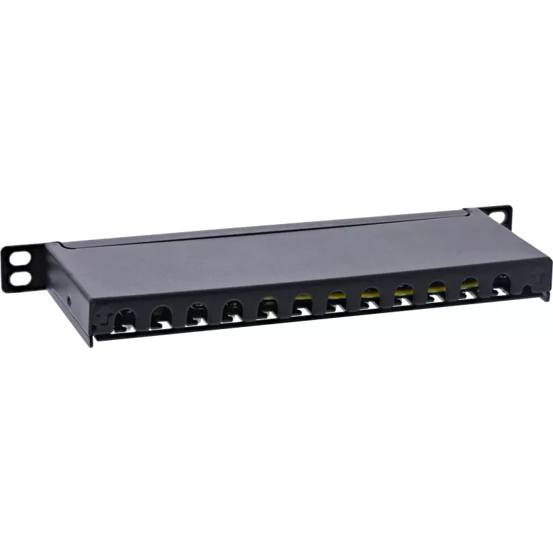 InLine 10 inch patch panel Cat.6A 0.5U 12-port, with dust protection, black