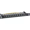InLine 10 inch patch panel Cat.6A 0.5U 12-port, with dust protection, black